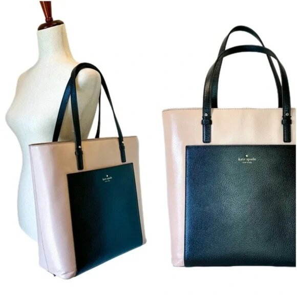 Kate Spade NY Grand Street Pink & Black Tote Bag Xl - Picture 2 of 16